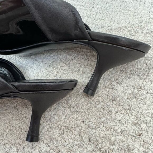 M. Gemi The Lasso Black Patent Leather Tie Kitten Heels Size 9 - Picture 8 of 12